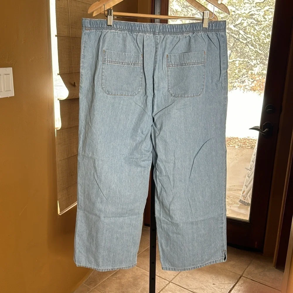 Moda International Vintage Wide Leg Cropped Jeans Size 14 Chambray Denim